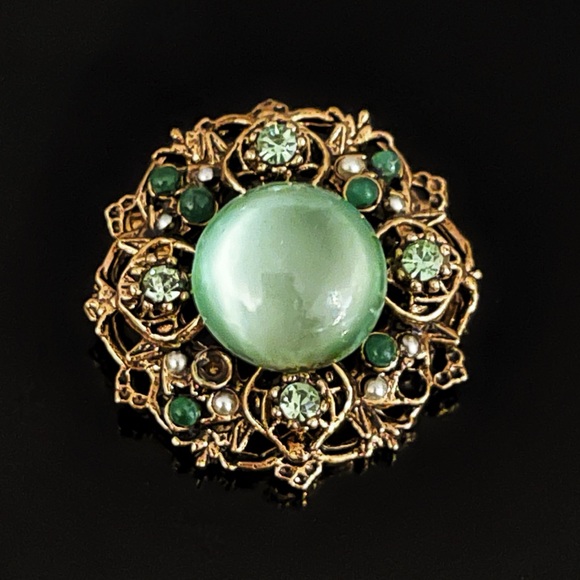 ✨Stunning Signed Capri Glass Cabochon Brooch - Picture 1 of 2